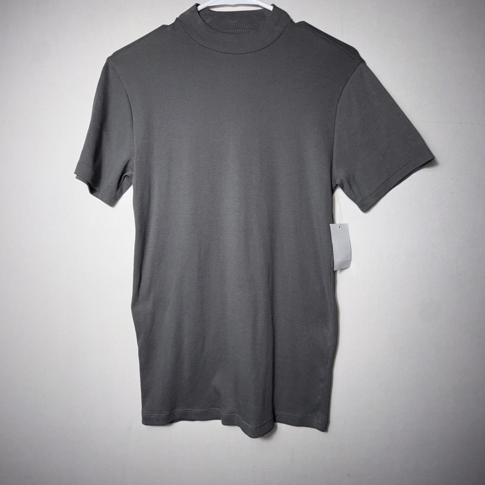 Abound Women's Ribbed Top Size 2XS Grey Short Sleeve Stretch